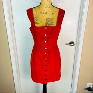 Urban Outfitters Terracotta Corduroy Overall Skirt Sz Medium Button Casua